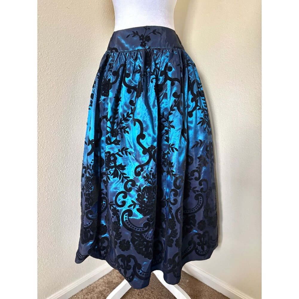 Vintage 1980s Scott McClintock Burnout Velvet Taffeta Maxi Formal Skirt SZ 8